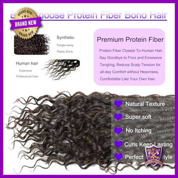14 Inch Protein Fiber Crochet Box Braids Pre Looped Bohemian Style main image 5